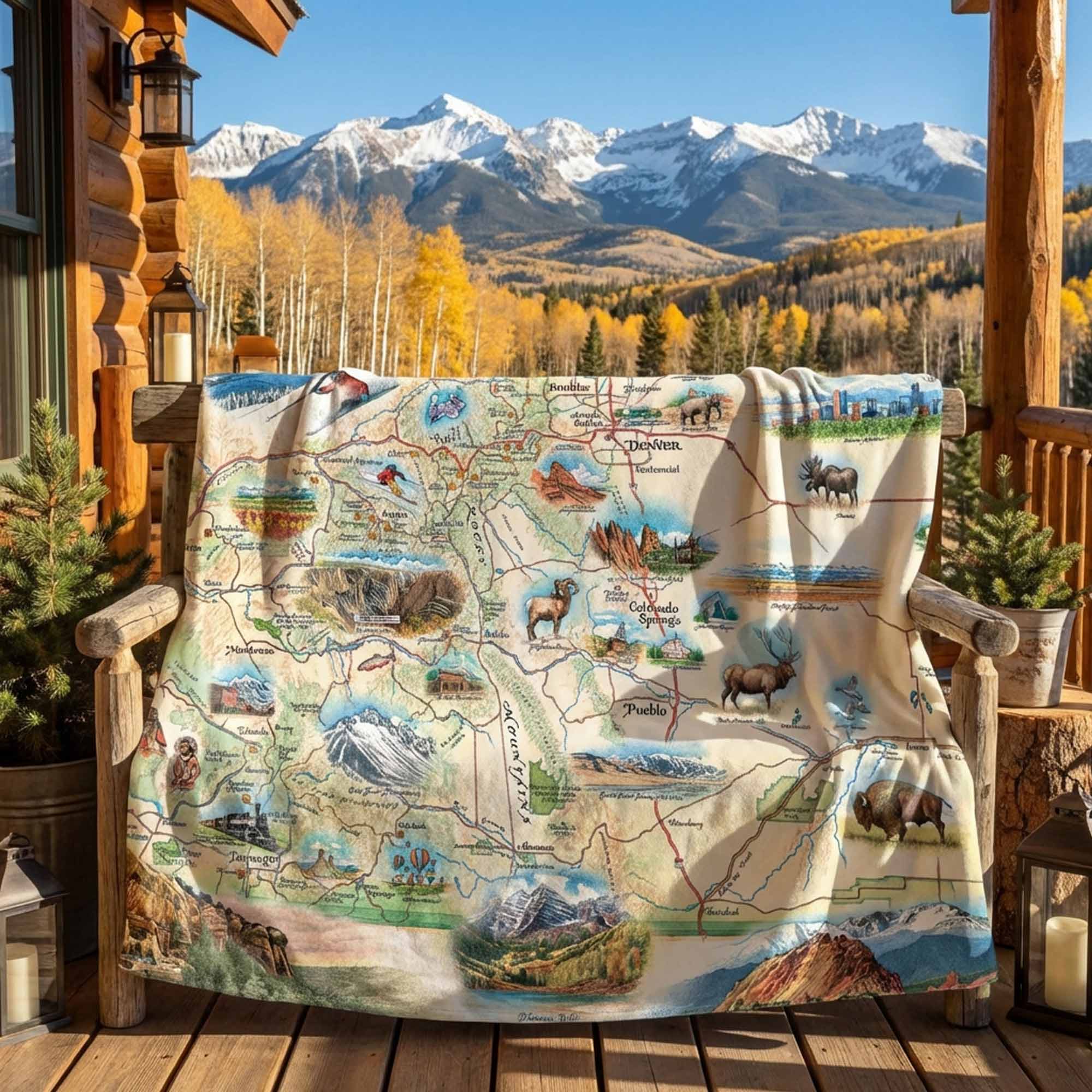 XPLORER MAPS - Wholesale Throw Blanket - Colorado State Map Blanket – Berber & Micro Fleece1