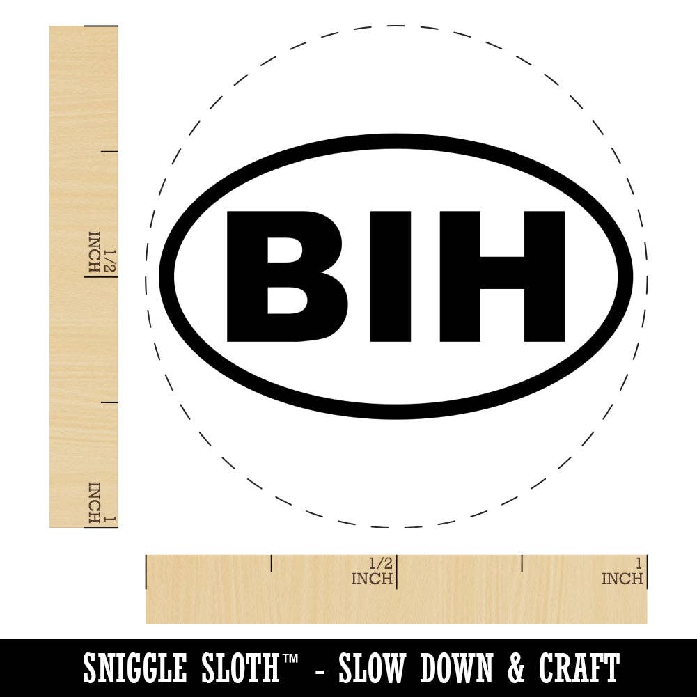 Sniggle Sloth - Wholesale Rubber/Decorative Stamp - Bosnia and Herzegovina BIH Euro Oval Rubber Stamp for Stamping Crafting Planners2