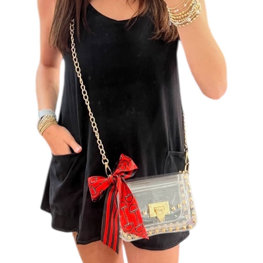Gameday Luxe - Wholesale Crossbody Bag - Women's - The Stephanie Clear Crossbody Handbag with Rivets1