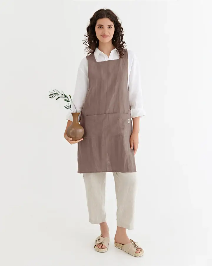 MagicLinen (We handle U.S. import procedures for you) - Wholesale Apron - Pinafore cross-back linen apron in various colors5