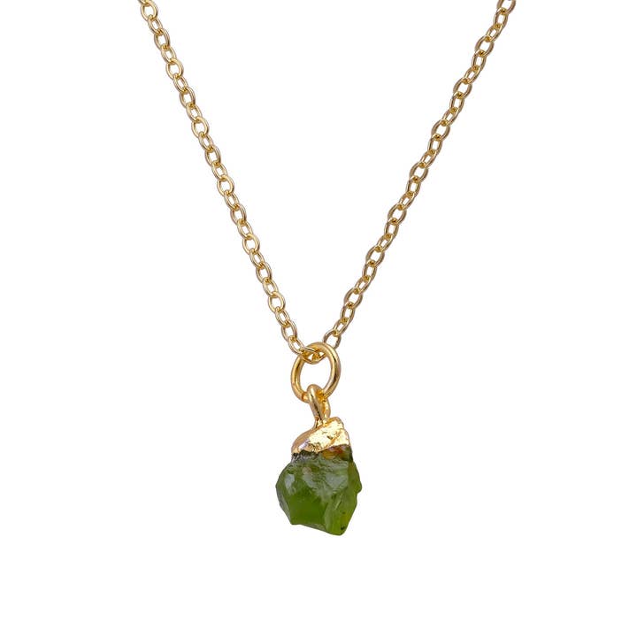 Natural Peridot Adjustable Gold Plated Chain Necklace for wholesale by El Joyero