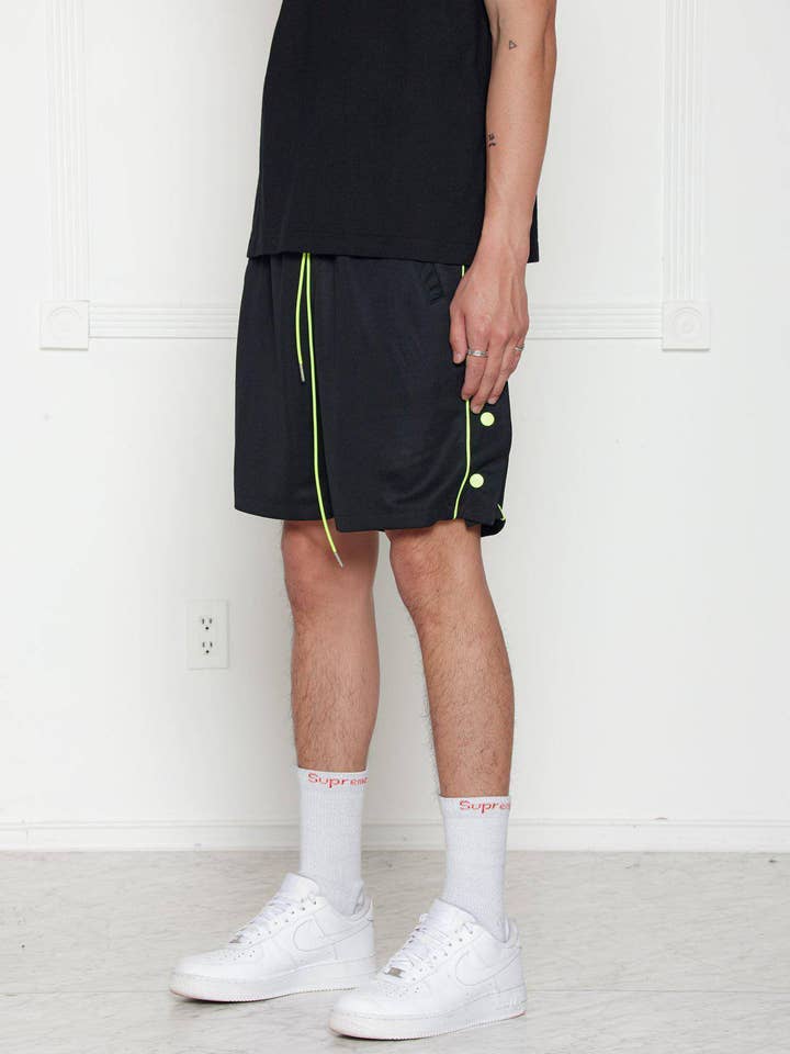 Robink - Wholesale Shorts - Men's - Blank State Men's Snap Button Gym Shorts in Black