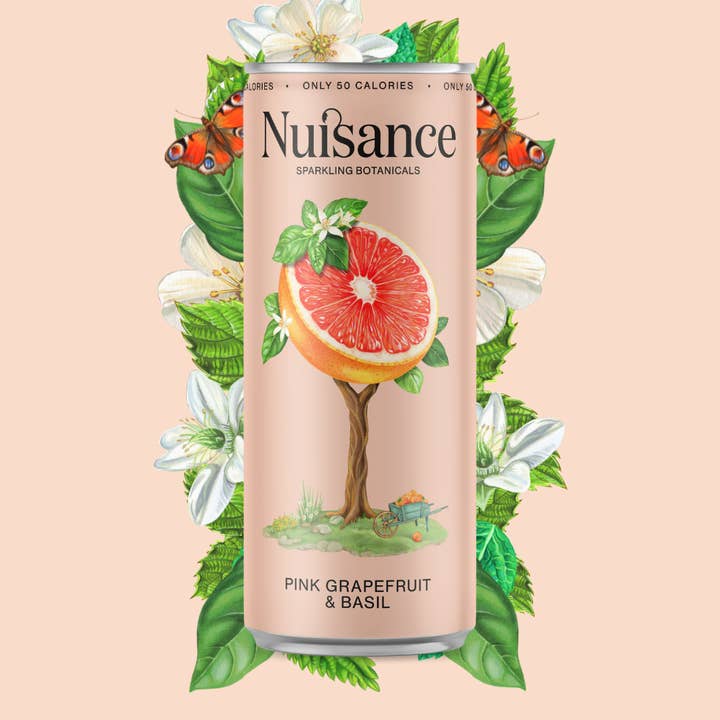 Pink Grapefruit & Basil | Botanical Soft drinks: Zesty for wholesale by Nuisance Drinks