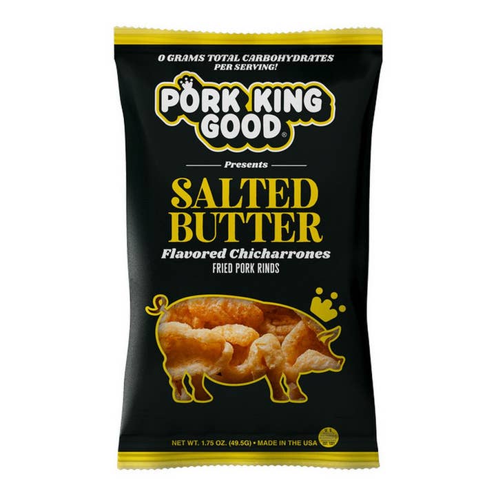 Pork King Good - Wholesale Puffed Snack - Pork King Good Salted Butter Pork Rinds 1.75oz Bag