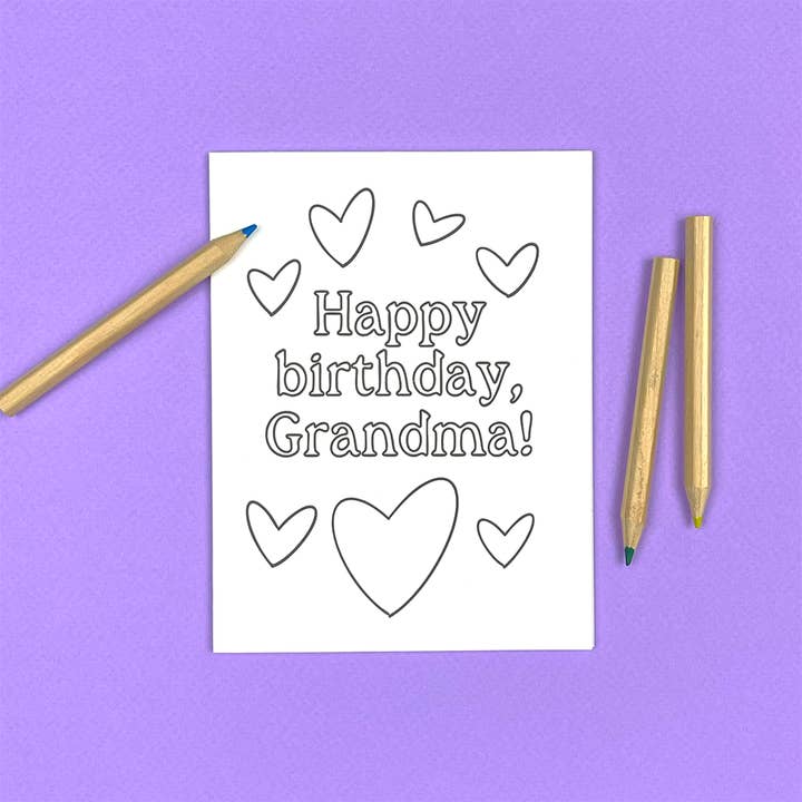 Grandma Birthday - Coloring Greeting Card for wholesale by Wild Arugula Press