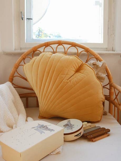“Honey” Velvet Ginkgo Leaf Pillow for wholesale by Moi Mili