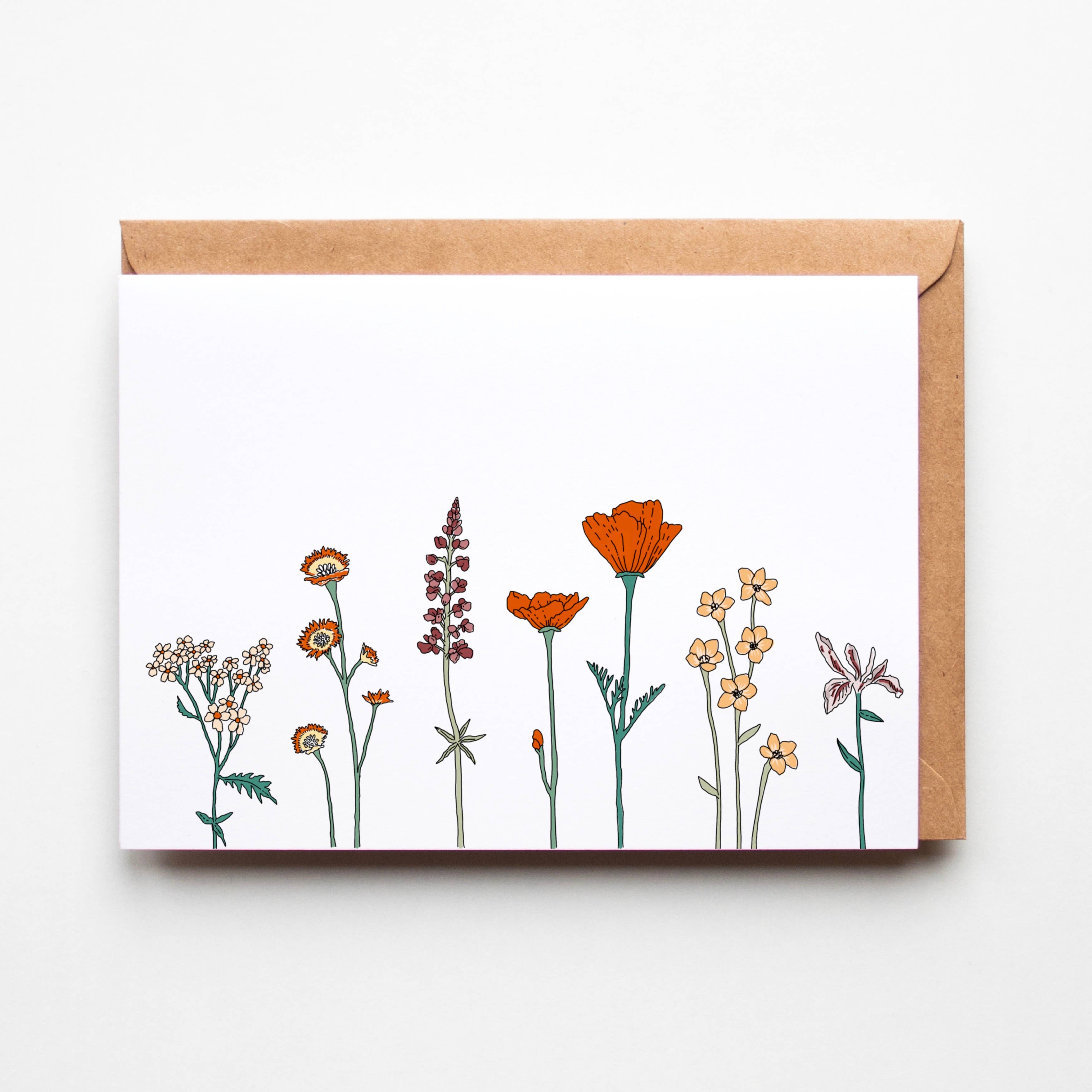 Kaari & Co. - Wholesale Everyday Greeting Card - Blank Wild Flower Growth Greeting Card