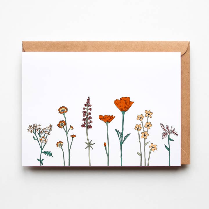 Kaari & Co. - Wholesale Everyday Greeting Card - Blank Wild Flower Growth Greeting Card0