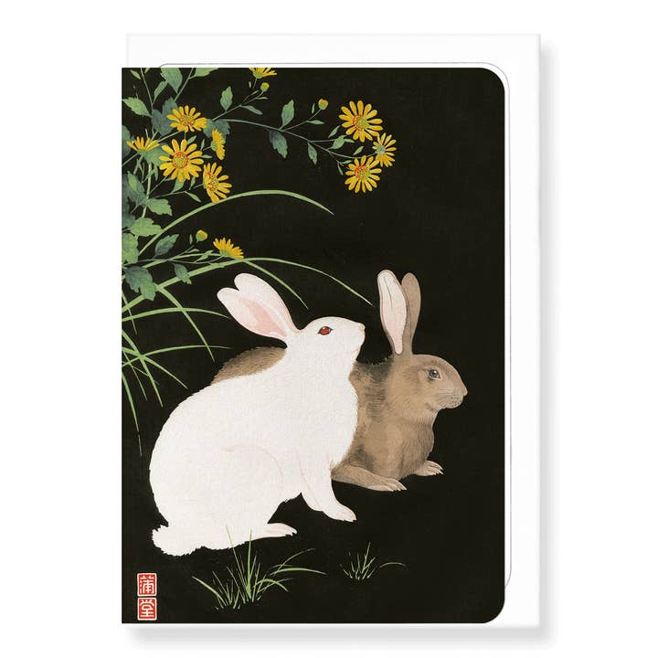 TWO RABBITS (1940): Greeting Card Japanese Art for wholesale by Ezen Trade