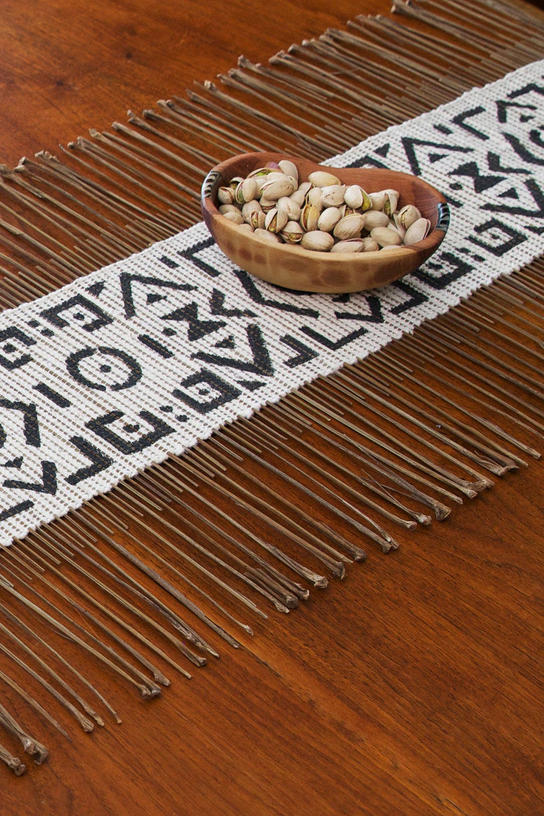 Swahili | AFRICAN MODERN - Wholesale Table Runner - Black and White Geometric Twig Runner1