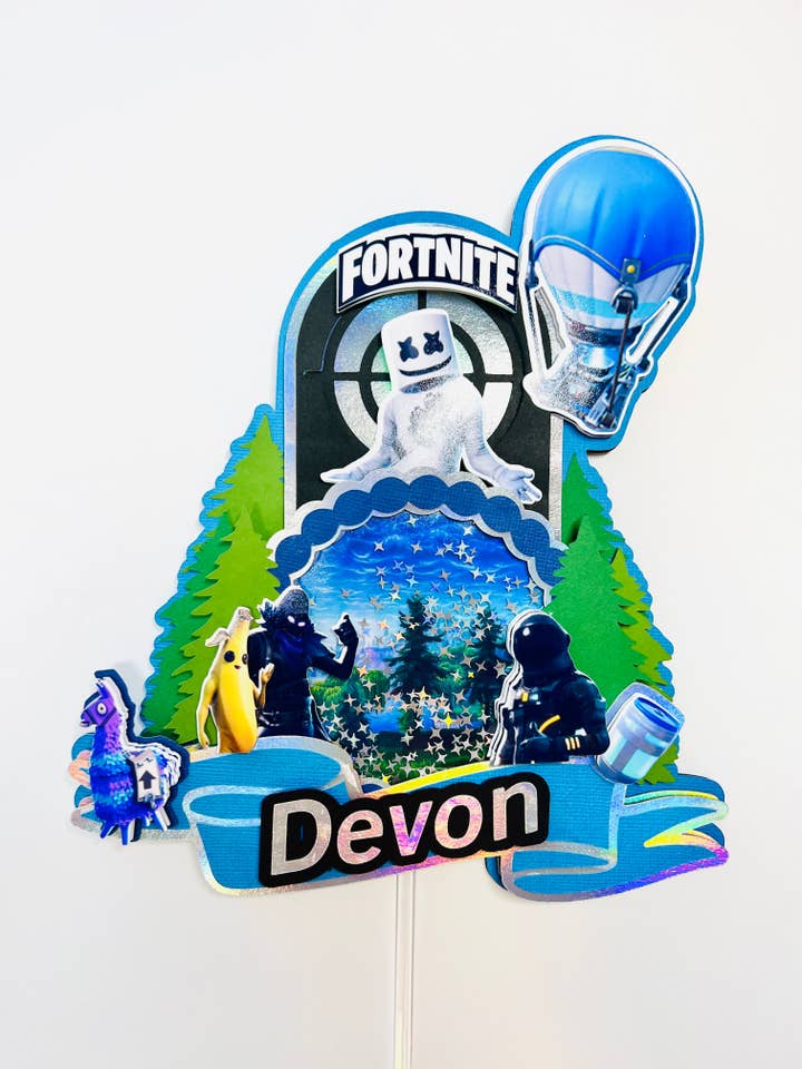 Décoration de gâteau Fortnite pour la vente par Scarlet Paperie