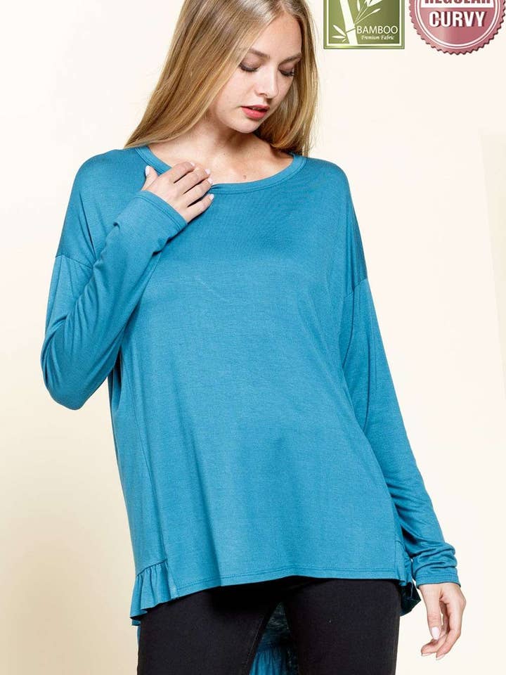 mittoshop - Wholesale Tunic - Women's - BAMBOO RUFFLED HEM HIGH & LOW TUNIC KNIT TOP4
