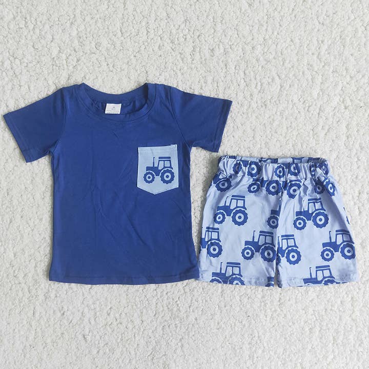 Yawoo Garments - Wholesale Top & Short Set - Kids - Boy Truck Pocket Shorts Outfit