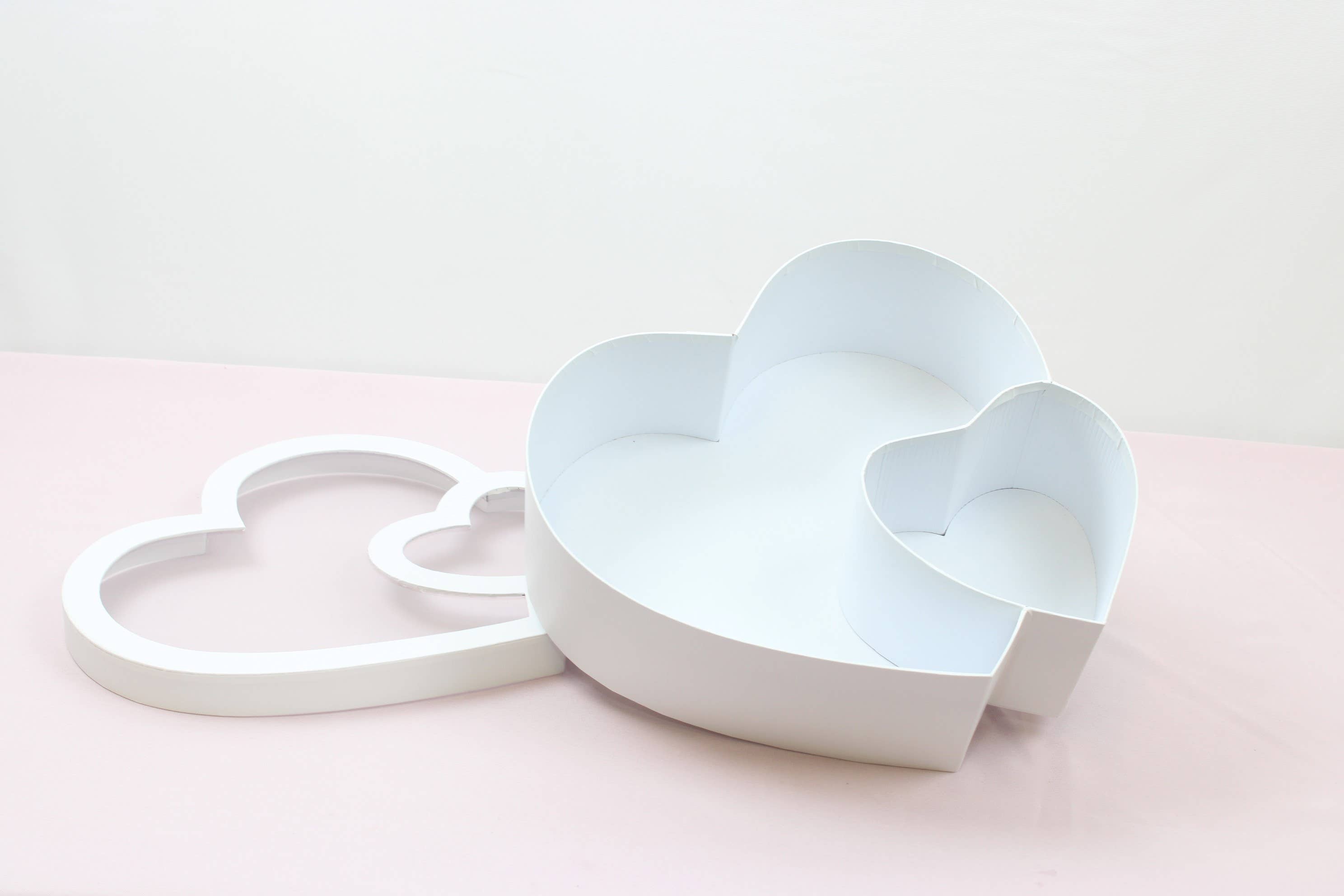 Elegant Design Supply - Wholesale Gift Box - Double Heart Flower Gift Box with Lid - Various Colors - For Preserved/ Eternal Rose / Gift / Chocolate Strawberries Arrangements8