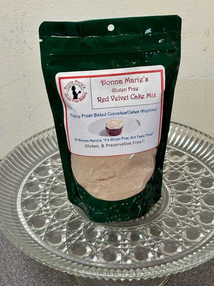 Gluten Free Red Velvet Cake Mix for wholesale by Donna Marie's Gluten Free Bakery