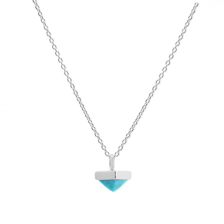 Pyramid Pendant Necklace with Genuine Turquoise Stone (NA 2299) for wholesale by Boma Jewelry