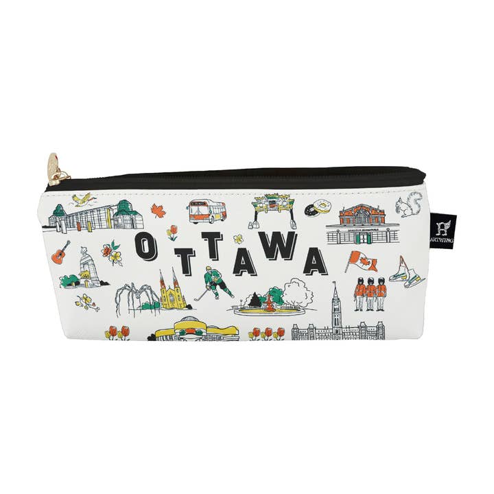 Ottawa Landmark Illustratie Pennenzak met Rits voor wholesale door Northern Icons Canada