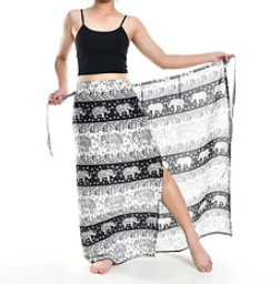 Bohotusk – wholesale Swim cover-up – Women’s – Bohotusk Black White Elephant Sarong Super Soft 150cm x 110cm0
