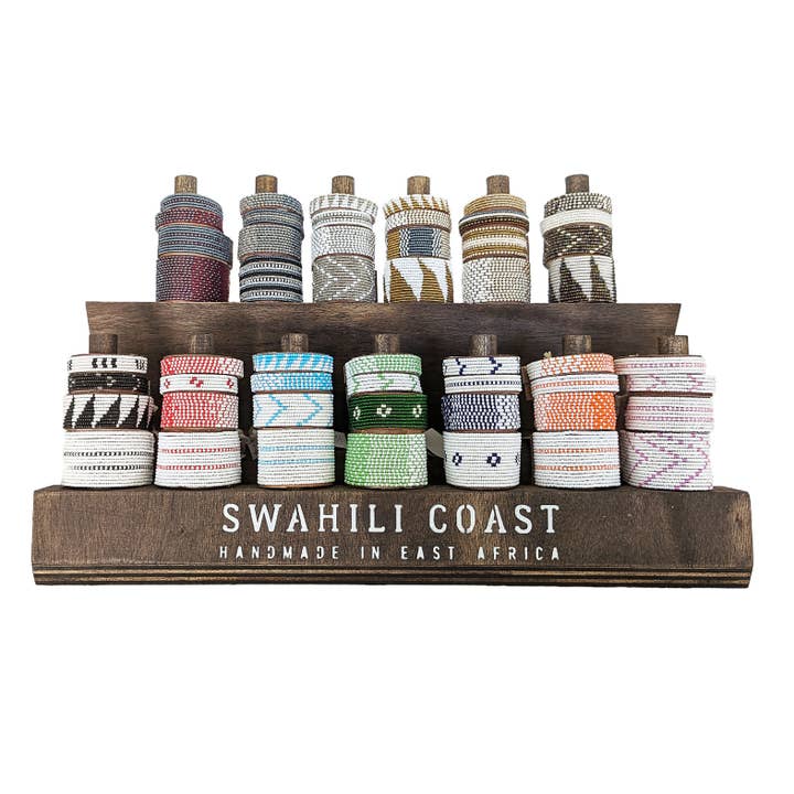 Large Wood Double-Tiered Cuff Bracelet Display for wholesale by Swahili Coast