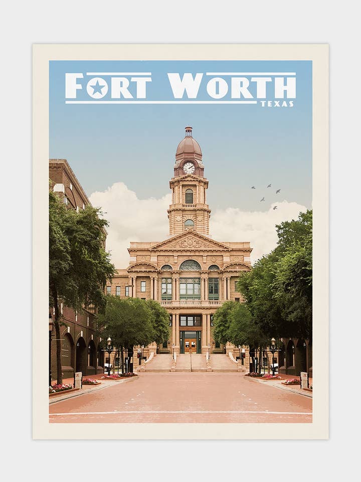 Fort Worth, Texas - Lámina de viaje vintage para venta al por mayor de Vintaprints