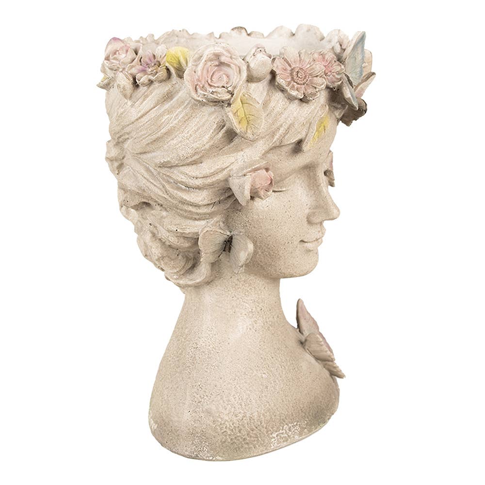 Clayre & Eef – Engroshandel Plantekrukke – 6PR3895 Plantekasse Kvinde 20x18x26 cm Grå Plastik Sommerfugle0