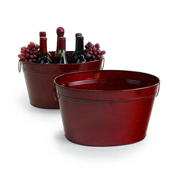 14 inch Deep oval tub in transparent red for wholesale by Buhi Imports