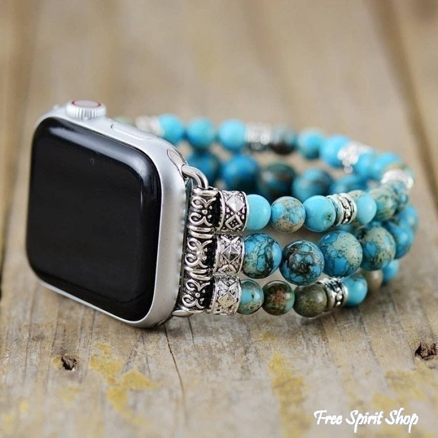 Free Spirit Shop - Wholesale Watch Band/Strap - Women's - Turquoise Jasper Bead Stretchable Apple Watch Band1