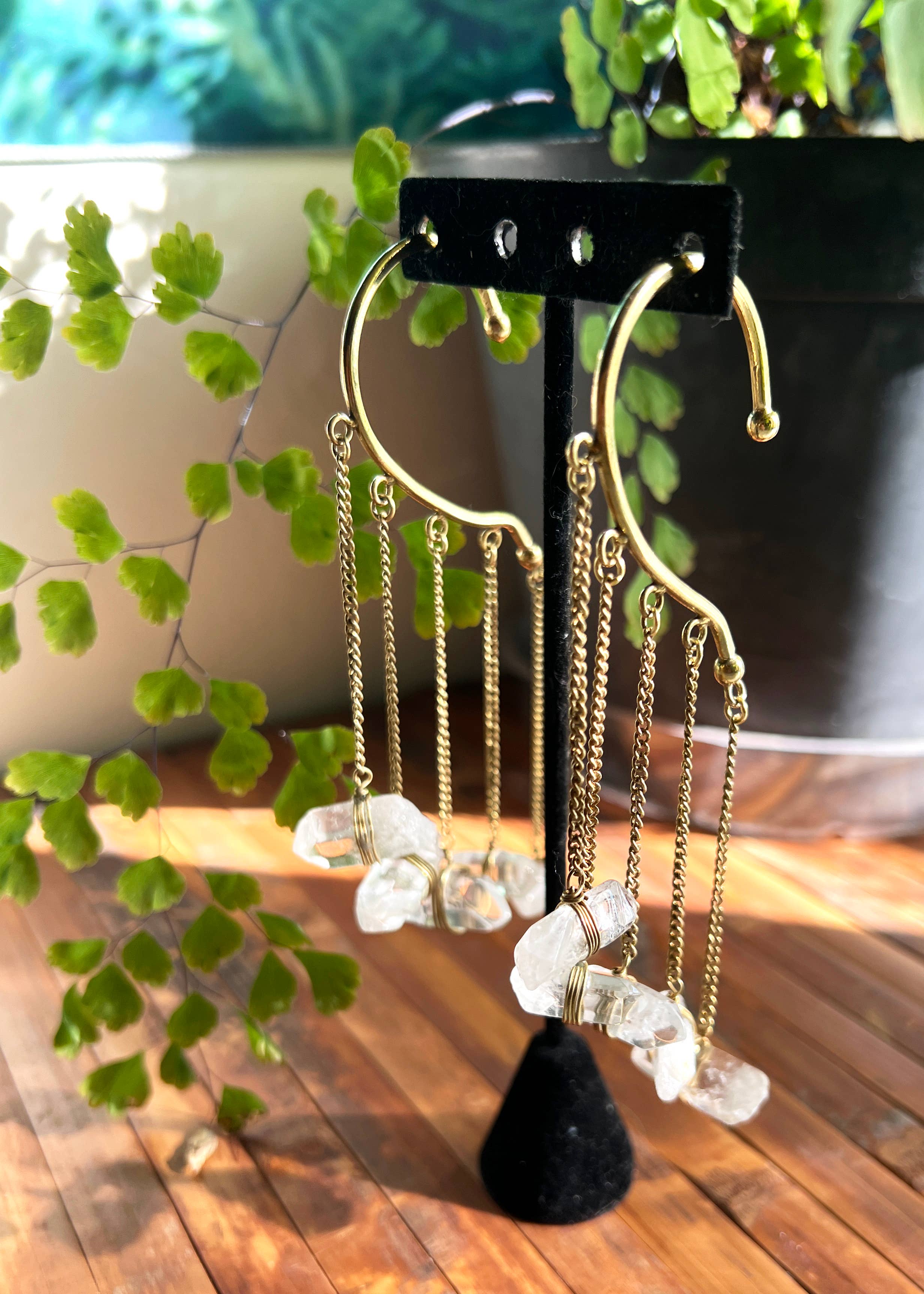 Ragavon - Venta al por mayor Pendientes ear cuff - Pendientes de cuarzo con forma de candelabro para colgar detrás de la oreja