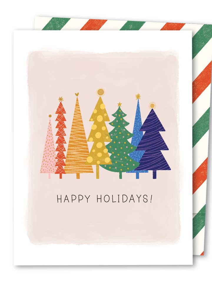 Rainbow Happy Holidays | Holiday Christmas Tree Winter Card for wholesale by The Noble Paperie
