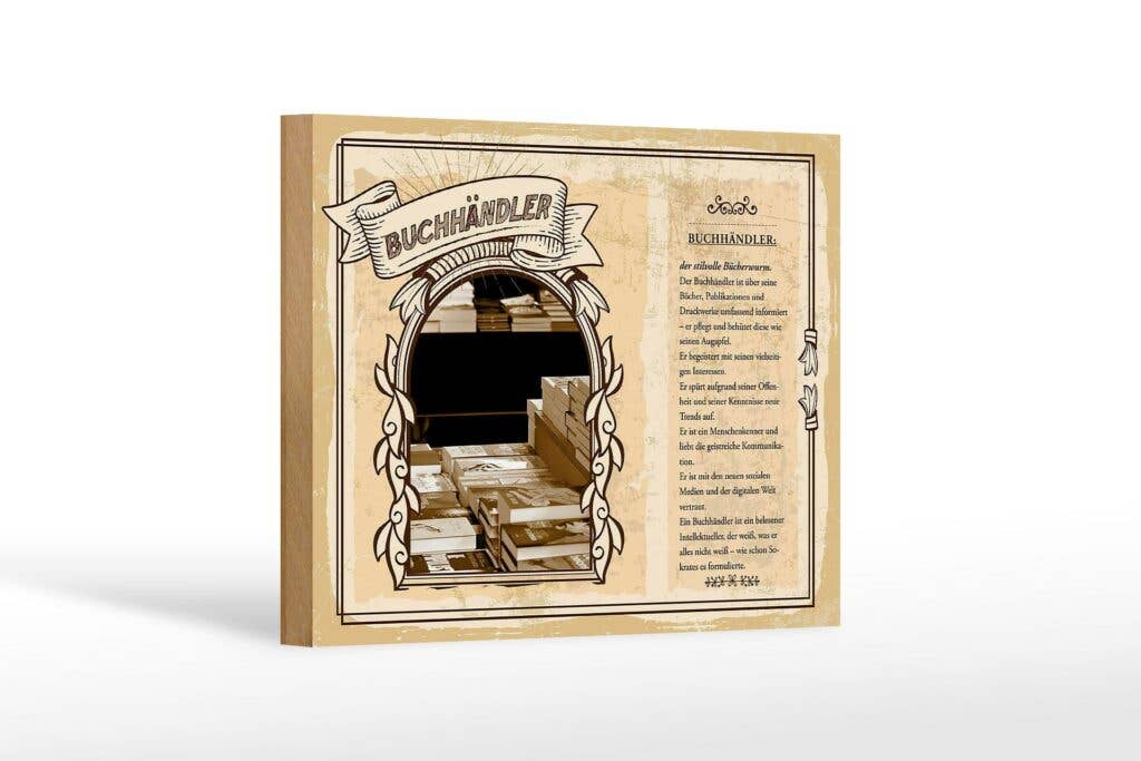 Femer - Wholesale Sign - Wooden Sign Professions 18x12 cm Bookseller Books Eyeball Trends Sign