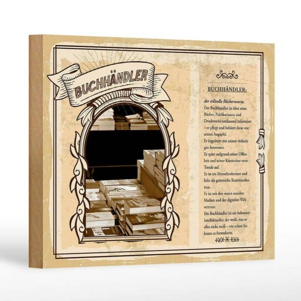 Femer - Wholesale Sign - Wooden Sign Professions 18x12 cm Bookseller Books Eyeball Trends Sign0