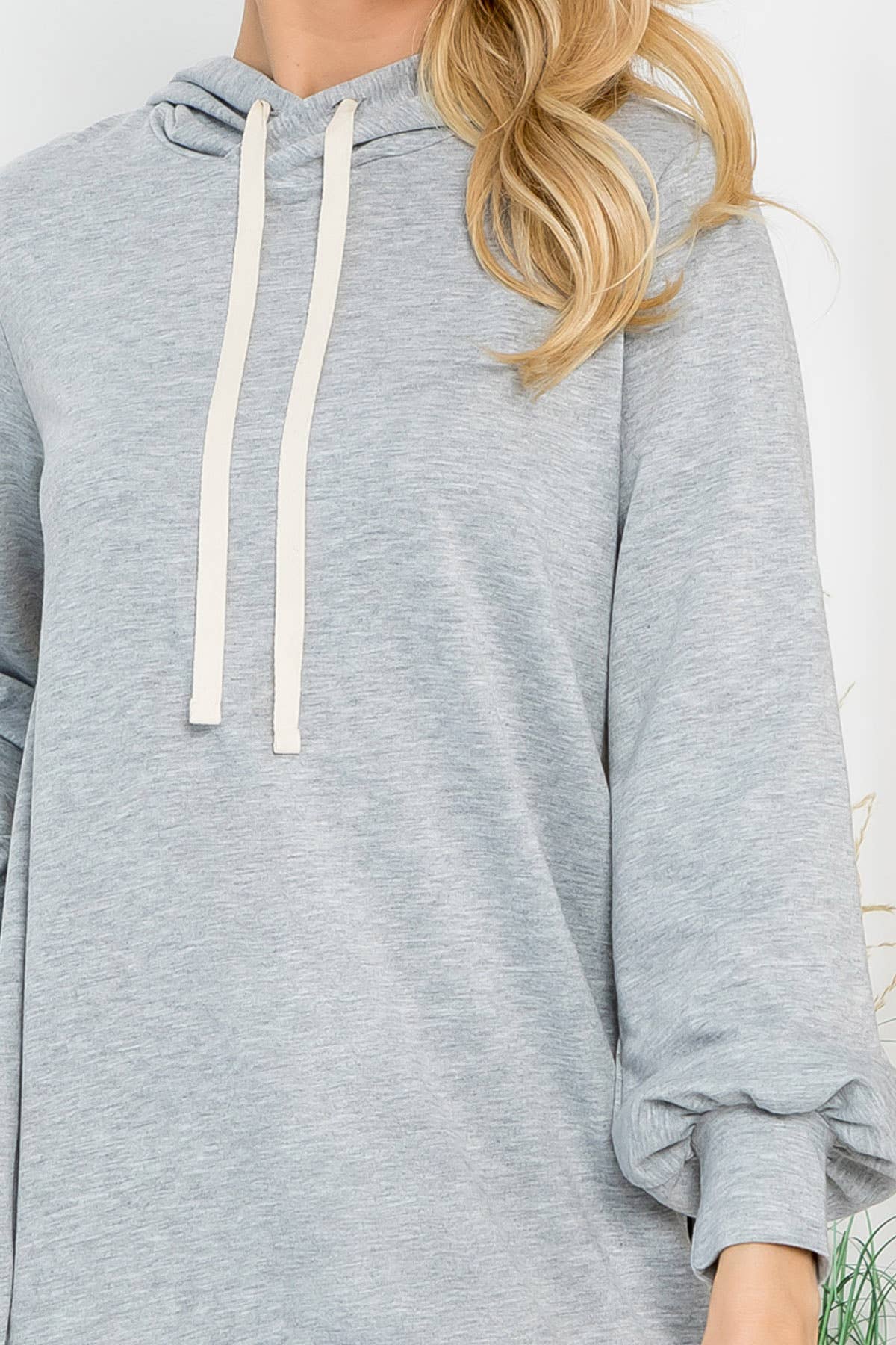 You & Me - Wholesale Dress - Women's - YMD10061V-FRENCH TERRY LONG PUFF SLEEVE HOODIE DRESS39