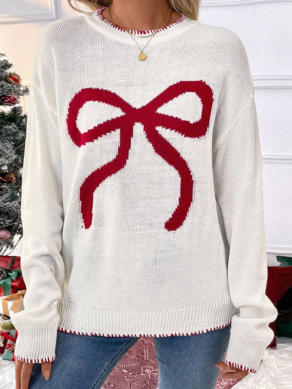 Women's Loose Long Sleeve Crew Neck Valentine's Sweater and other Purchase Wholesale bow sweater. Free Returns & Net 60 Terms on Faire trending on Faire.