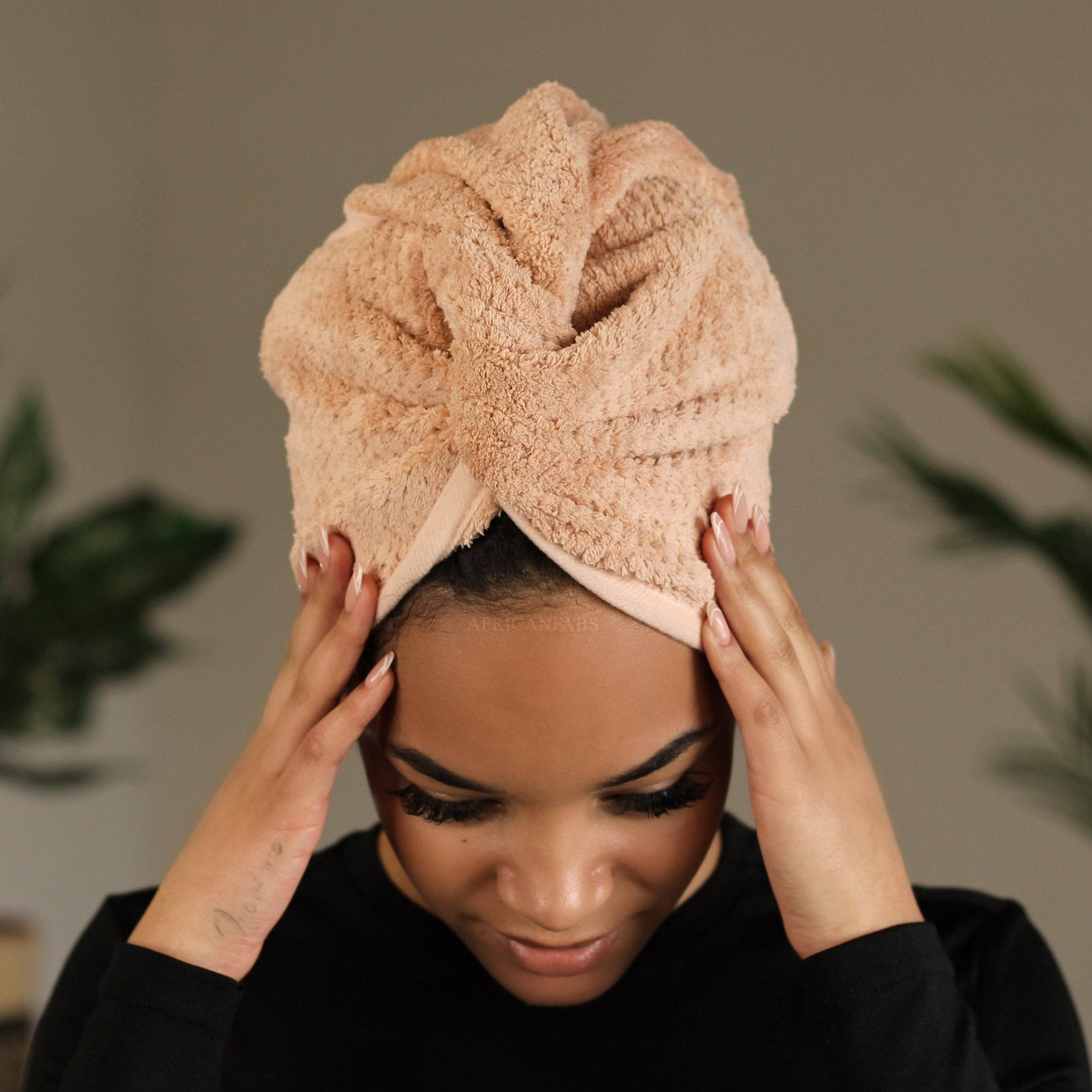 AfricanFabs - Wholesale Hair Towel/Wrap - Microfiber Hair Towel - Head Towel for Straight and Curly Hair - Misty Rose2