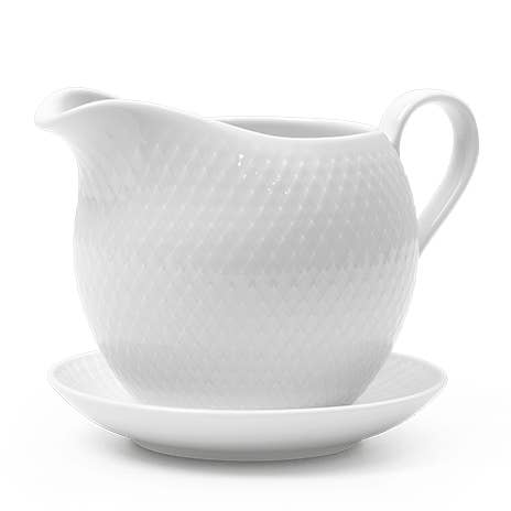 Lyngby Porcelæn - Rhombe - 4.7" Porcelain Gravy Boat Set for wholesale by Danish Design Collective