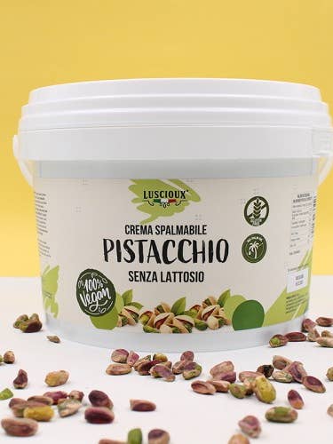 Vegan Pistachio Spreadable Cream | 4 Kg Bucket for wholesale by LUSCIOUX - OMNIA GROUP SRL
