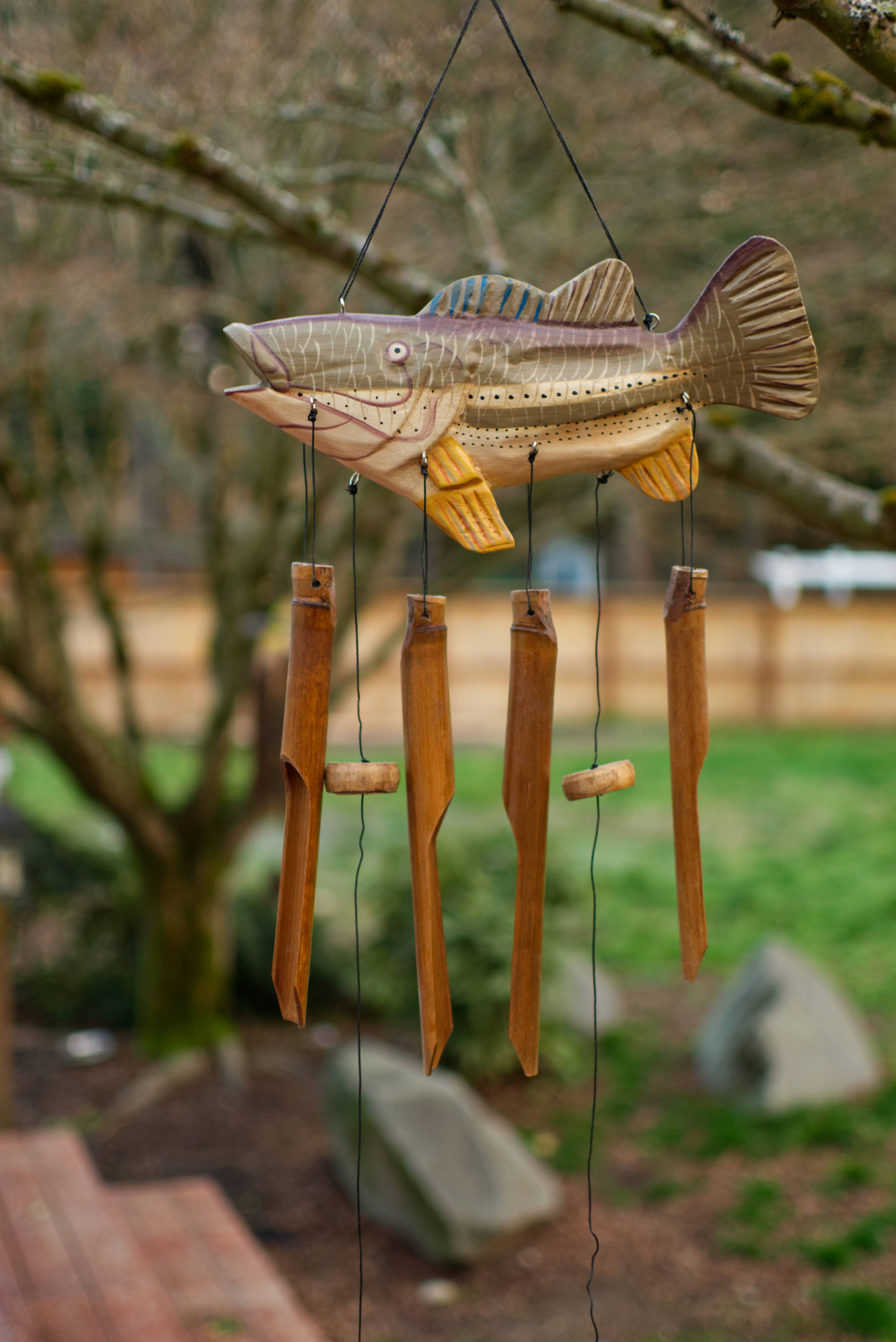 Cohasset Gifts - Wholesale Wind Chime - Big Mouth Bass Bamboo Wind Chime1