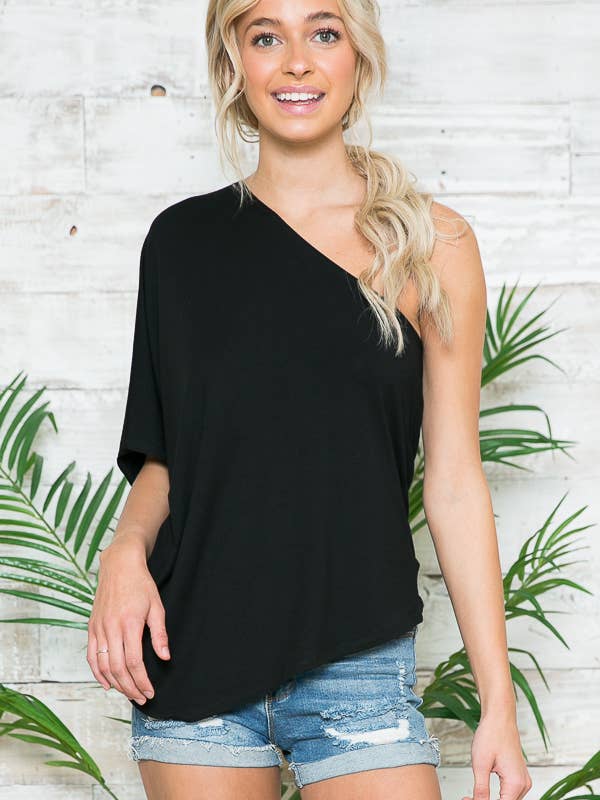 ONE-SHOULDER LOOSE FIT TOP for wholesale by Burgundy Apparel