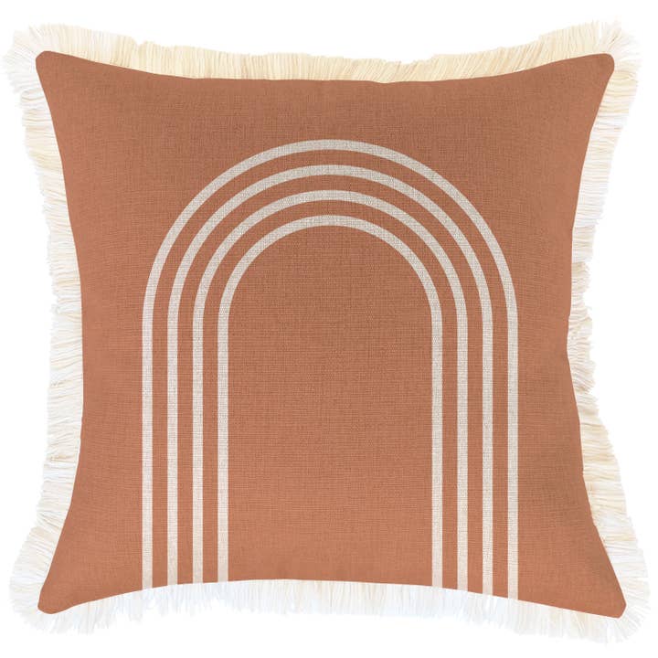 Cushion Cover-Coastal Fringe-Arch-Clay-45cm x 45cm for wholesale by Escape To Paradise