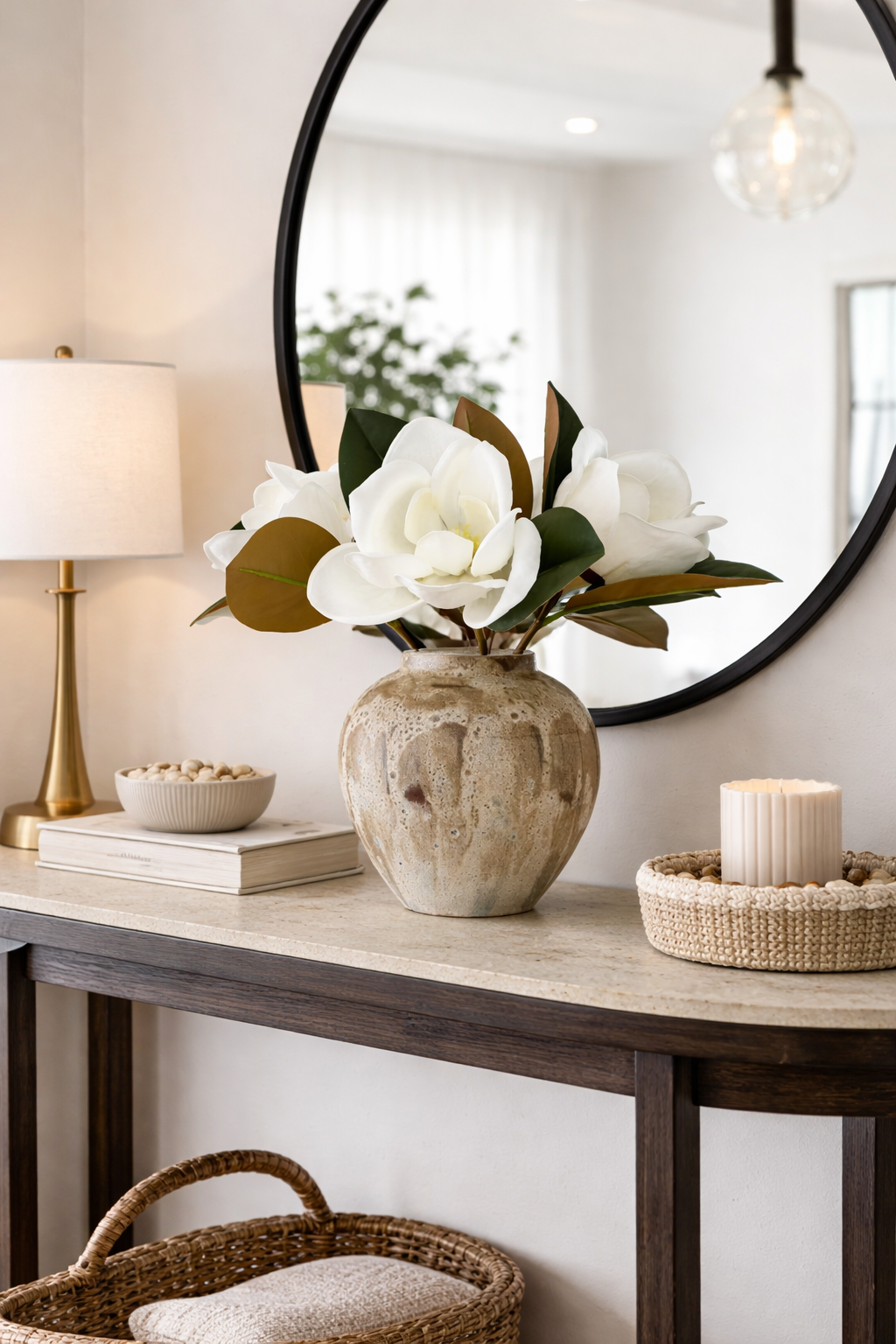 Angel Isabella – wholesale Artificial flowers – Realistic 6-8"Large bloom Magnolia Flower with Leaves4