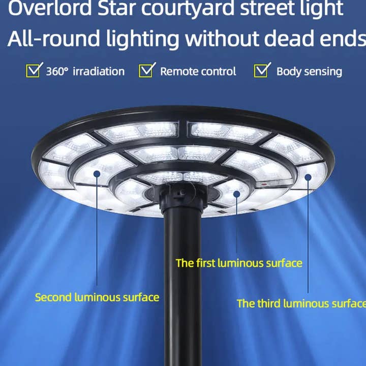 OutdoorSolarOutlet - Wholesale Outdoor/Lawn Light - 2500W Solar Outdoor Light UFO Garden Pole And Wall Street Lights For Home, Yard, Farmhouses with Remote17