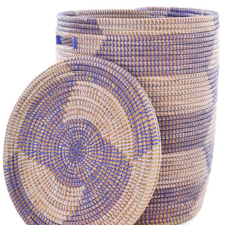 Swahili | AFRICAN MODERN - Wholesale Laundry Hamper - Lavender & Purple Herringbone Flat Lid Hamper Basket2