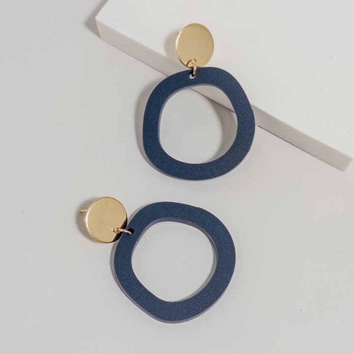 Mingled - Wholesale Dangle earrings - Charlie Dark Blue Dangle Earrings