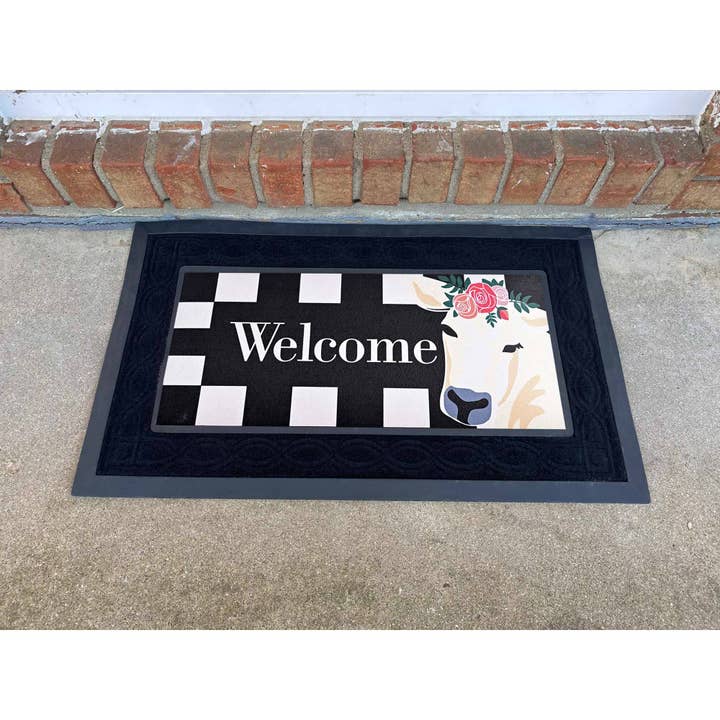 Cottage Garden - Wholesale Door Mat - Outdoor Doormat Insert Welcome Cow Floral