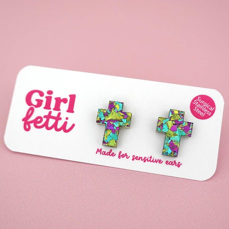 Girlfetti - Wholesale Stud/Post Earrings - Christian Easter Cross Acrylic Stud Earrings4