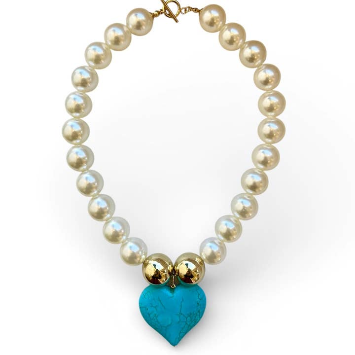 Rachel turkos och pärlhalsband med statement för wholesale av BOHEMIAN GEMME