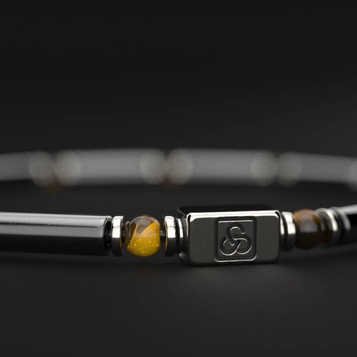 Seekers Men's Jewelry – Pulseira de missangas por atacado – Pulseira Hematite + Olho de Tigre 4mm | PIPE