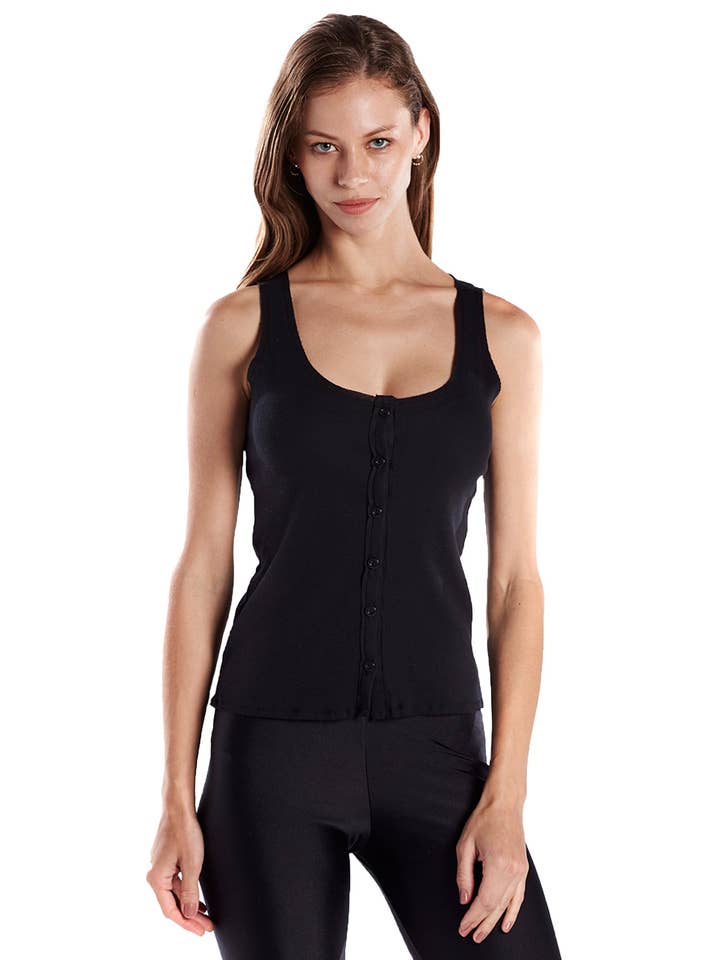 Women's 2x2 Button Down Tank for wholesale by US Blanks