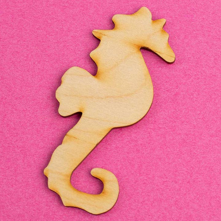 5" x 2" Unfinished Wood Seahorse Shape Cutout for wholesale by Factory Direct Craft