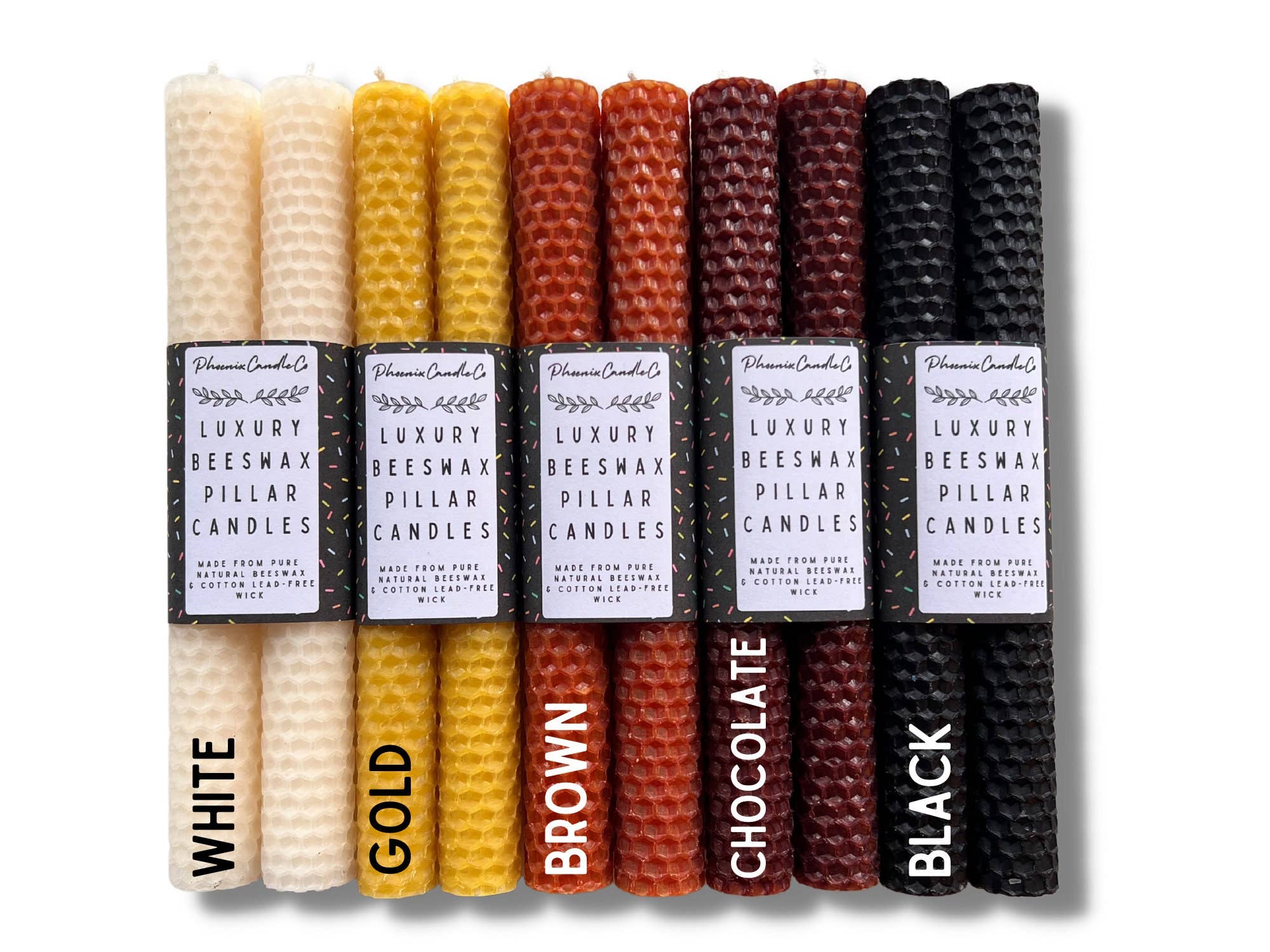 Phoenix Candle Company – wholesale Pillar candle – Hand-rolled Beeswax Pillar Candles, 8" (20cm x 1.8cm)4
